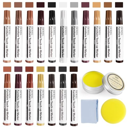 DEWEL Kit Riparazione Legno con 18 Pennarelli e Cera 50g