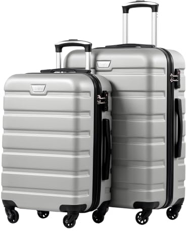 COOLIFE Set de Bagage 2 pièces, M+L, PC+ABS, Coque Rigide, léger et Robuste | Avec roues pivotantes, fermeture éclair YKK, serrure TSA; le compagnon pour les voyages en famille et les vacances en couple