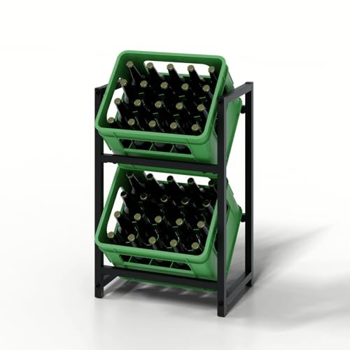 HAGO24 Getränkekistenregal 2 Kisten in 47x75,5 cm I Platzsparendes Getränkeregal I Hochwertiges & Robustes Kisten Regal aus Stahl I Bierkisten Regal für für Vorratskammer, Keller & Garage