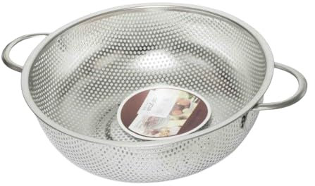PEBBLE HUG Stainless Steel Rice Colander, Kitchen Strainer, Easy to Clean, Sturdy and Durable, Versatile Basket, Washing Bowl for Pasta, Rice, Vegetables and Fruit (20 cm)