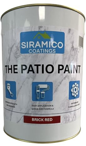 SIRAMICO COATINGS Patio Paint | 5 Litre - Brick Red | Superior Paint with Professional Finish for Use on Patios, Walkways, Walls - Non-Toxic, UV Resistant, Easy Application