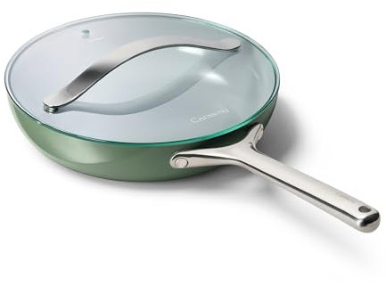 Caraway Nonstick Ceramic Frying Pan With Glass Lid (2.7 qt, 10.5) - Non Toxic, PTFE & PFOA Free - Oven Safe & Compatible with All Stovetops (Gas, Electric & Induction) - Sage