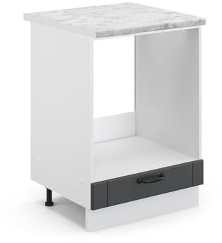 Vicco Herdumbauschrank Fame-Line, Anthrazit Landhaus, 60 cm | MDF-Front · AP Marmor inkl. · Höhenverstellbare Füße · Metallgriffe · Einfache Integration ✓