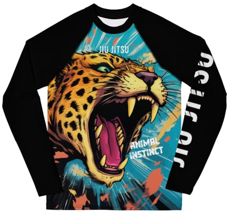 Youth Boys No Gi Jiu Jitsu Rash Guard - Big Cheetah - Animal Design - BJJ, Wrestling