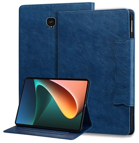 Mldjomid Hülle für Samsung Galaxy Tab S4 10,5 Zoll 2018 (SM-T830/T835) Schutzhülle,PU-Leder-Flip-Business-Tablet-Cover mit Kartenfach und Standfunktion,Katzenschnalle königsblau.