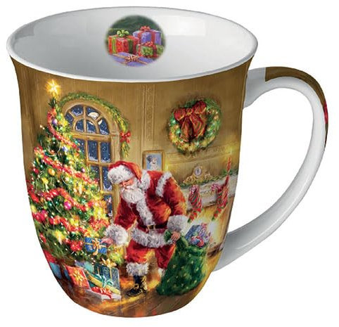 Ambiente Tasse à Café et Thé en Porcelaine Fine 0,4 L - Cadeau Sapin de Noël, Avent, Père Noël