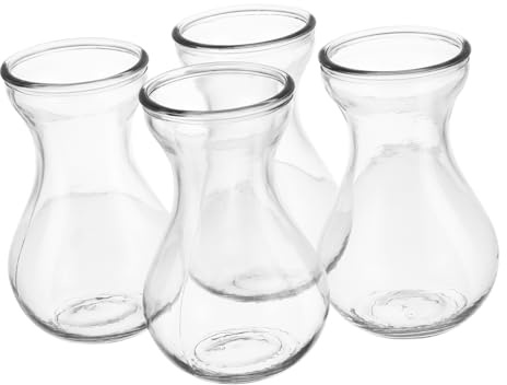 PRETYZOOM 4pcs Glass Bud Vases Hydroponic Flower Vases Small Decorative Centerpiece for Desktop and Home