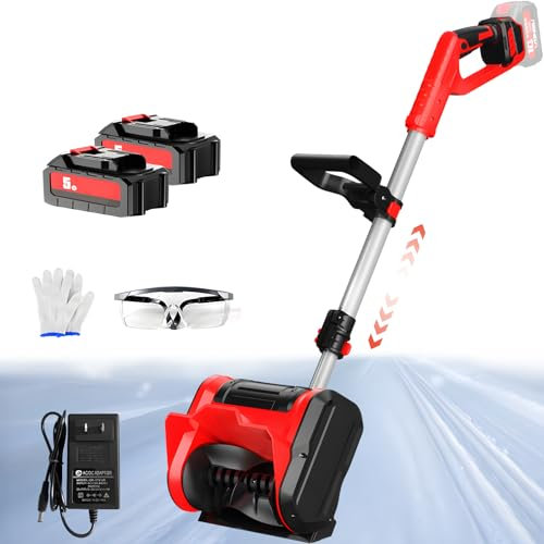RIDEONMOP Pala da Neve a Batteria da 12 Pollici, spazzaneve Elettrico da 20V con Impugnatura Anteriore Regolabile e Asta telescopica, spazzaneve per Il Patio e Il vialetto del Ponte,1.5ah×2
