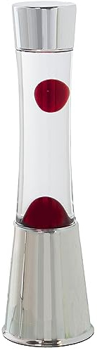 LÁMPARA LAVA METAL BRILLO LÍQUIDO TRANSP./ROJO +BOMBILLA REP_°11X39CM CABLE NEGRO:150CM