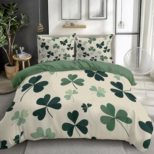 XCQHZYQ Parure de Lit Enfant 90x190 cm Feuilles De Plantes Vertes Housse de Couette avec Taie d'oreiller, Doux Ensemble de Literie en Polycoton Housse Couette pour Garçons Filles