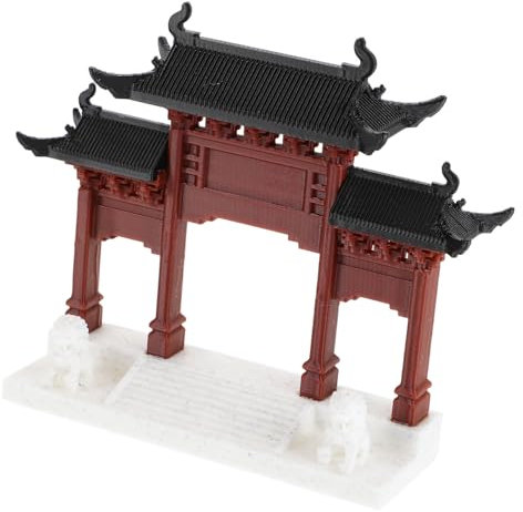 HOMOCONO Mini Chinese Gate Statue Fish Tank Ornament Zen Garden Decor Miniature Landscape Accessory