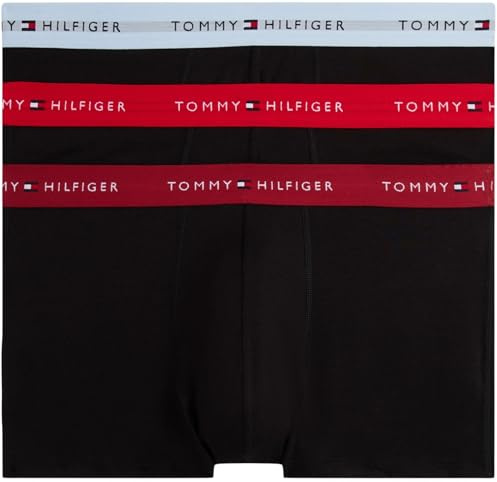 Tommy Hilfiger Calzoncillos bóxer Pack de 3 Hombre Trunks con Logotipo en la Cintura, Multicolor (Prim Red/Reg Red/Vess BLU), S