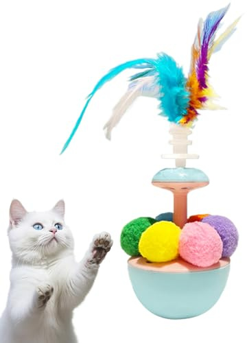 Ranley Federball Katze | Kätzchen Teaser Ball | Leichtes Kätzchen Selbstspiel Feder Interaktives Anreicherungsspielzeug für Indoor-Katzen