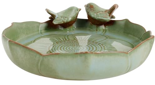 Harupink Abreuvoir pour Oiseaux - Rond - 24 cm - en céramique émaillée - Résistant aux intempéries et à la lumière - - pour Oiseaux Sauvages - Vintage - pour décoration d'extérieur, Balcon