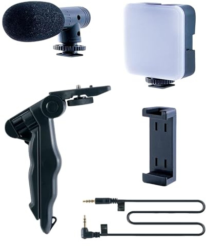 Fazvncv Vlog Ensemble avec trépied Luminosité réglable Microphone et clips de téléphone portable pour appels vidéo streaming en direct