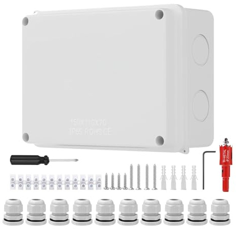 Electrical Junction Box - Cable Joiner Box | Electrical Connectors For Indoor | Waterproof Cable Connectors Case | Dustproof Outdoor Junction Case For Basements Deck Gate Security Cameras Backyards