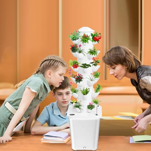 Somerway Hydroponie, Tour Hydroponique, Kits et Systèmes pour Cultures Hydroponiques, Tour de Culture Hydroponique Verticale, Système Hydroponique Intérieur 6 Étages 30 Plantes (Blanc à 6 Niveaux)