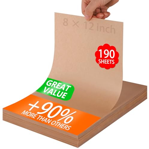 WMKGG 8x12 Inches Parchment Paper Sheets,190 PCS Non-Stick Precut Baking Parchment, for Baking Grilling Air Fryer Steaming Bread Cakes Cookies and More(Unbleached)