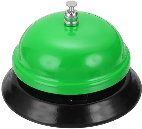 QUARKZMAN Timbre De Servicio De Mesa 3.35 Pulgadas Timbre De Metal para Restaurantes Hoteles Recepción Y Eventos De Boda Color Verde