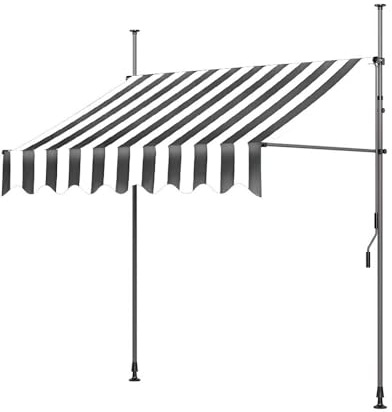 Infällbar uteplatsmarkis med handvev – fristående trädgårdsbaldakin för balkong, innergård och restaurang – inga hål behövs (svart, 100 x 120 x 200 – 300 cm)