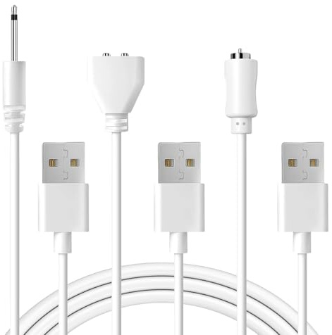 DC Charging Cable Set – 3Pack: 2.5mm Fast Charging Cord, 7mm Dual Pin Magnetic USB Charger for Wireless Massagers, Single Pin Magnetic Charger for Rose Toys & Vibrator – Durable Replacement Kit