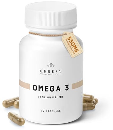 CHEERS - Omega 3, 90 Capsules, High-Strength Fish Oil Contains 550 mg of EPA and DHA per Capsule, Immune and Heart Health Support Vitamins