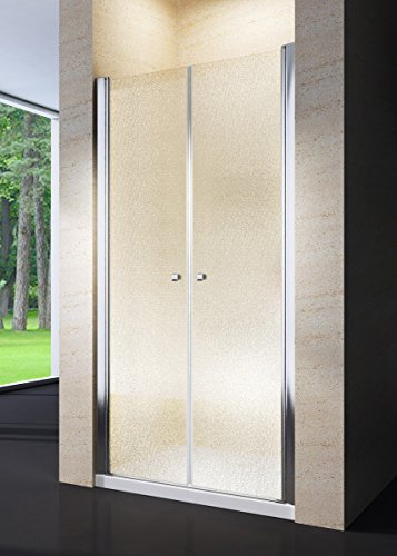 Yellowshop - Box Doccia Cm 70, 80, 90, 100, Porta Nicchia Saloon In Alluminio Cristallo Trasparente E Opaco 6mm Altezza Cm 190 Apertura A 180 Gradi (100 CM (DA 96 A 100 CM), PUNTINATO OPACO)