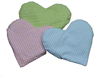 Coussin en forme de cœur à carreaux pour bébé - Coussin de colza - Coussin chauffant - Graines de colza