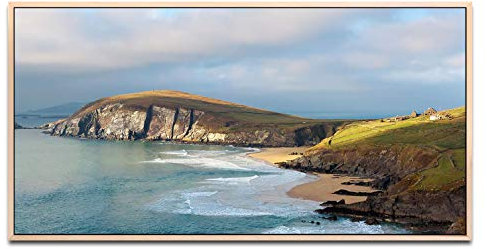 Irland Insel ca. 130x70cm Wandbild inklusive Schattenfugenrahmen naturfarbend - Panorama Leinwand Bild XXL Format Wandbilder Wohnzimmer Wohnung Deko Kunstdrucke