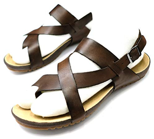 Harssidanzar Sandales Cuir Homme GM202, Marron, 40 EU