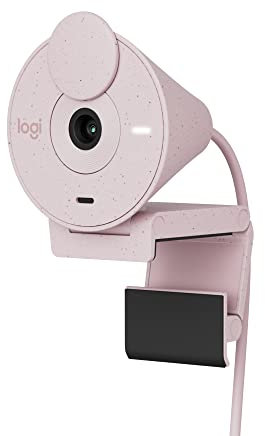 Logitech Brio 300 Full HD Webcam with Privacy Shutter, Noise Reduction Microphone, USB-C, Ceritified for Zoom, Microsoft Teams, Google Meet, Auto Light Correction, Streaming Webcam - Rose