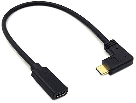 Maxhood USB C Extension Cable 0.3m, Short USB C Extension Right Angle 90 Degree USB 3.1 Type C Male to Female Extender Cable for Laptop & Tablet & Mobile Phone
