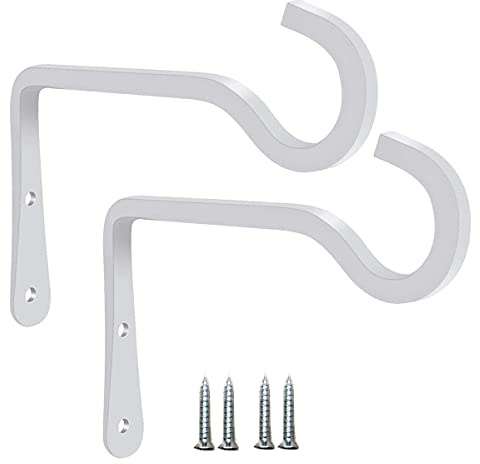 HH-LIFE 2 Stück 15x10 cm, Weiß Metall Wandhaken Hänge Halterungen, Pflanzenaufhänger Haken für den Innen und Außenbereich, Haken für Vogelfutterspender, Pflanzgefäße, Laternen, Windspiele