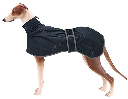 Geyecete Abrigo Invierno para Galgo, Impermeable Chaquetas Perro con Forro Polar Cálido,Abrigo Whippet, Abrigo Lurcher,Térmico Chaquetas Ideal para Perros Medianos y Grandes-Navy-L