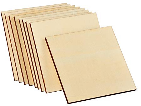 Sperrholzplatten 6mm Extra Dick - 26x 10x10cm quadratisches Bastelholz | Lindenholz, 5-Schicht, geschliffen & unbehandelt – ideal für Laser, Gravur, Brandmalerei, Basteln, DIY & Untersetzer
