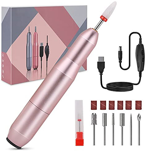 Fresa per Unghie Kit Professionale per Rimozione Smalti e Gel, 8 in 1 Professione Lima Unghie Elettrica 20000 RPM,Velocità Regolabile,Manicure e Pedicure Kit per Semipermanente Gel