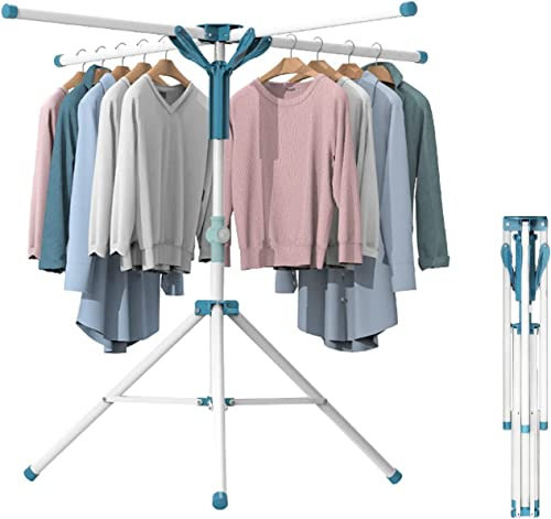 XJKH Wandtrockner, zusammenklappbar, robuster Edelstahl-Wäscheständer für drinnen und draußen, platzsparend, Stativ-Design, ideal für kleine Räume