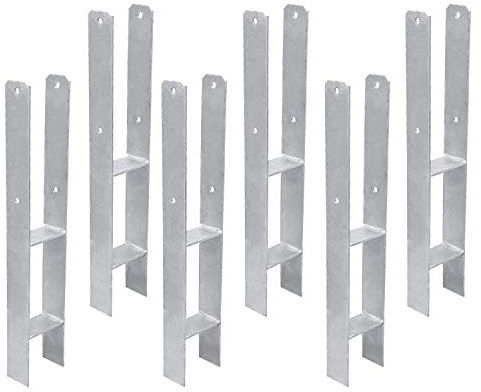 Daromigo 10 delar stolphållare hållbart H-ankare 600 x 60 x 121 mm H-stolpankare materialtjocklek 5 mm fyrkantsstolpar för carport staket stolpar stylhus