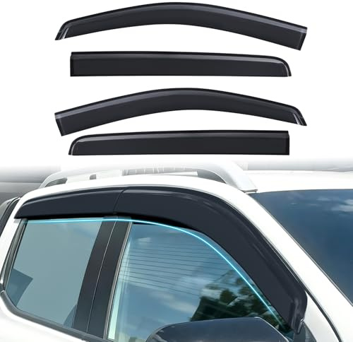 JHCHAN Windabweiser für Ford Ranger 2023-2026 Doppelkabine - Klebemontage, Getöntes Acryl, 4-teiliges Set, passend für T9 Wildtrak, Raptor, XL, XLT, Limited, Wildtrak X, Tremor & Platinum