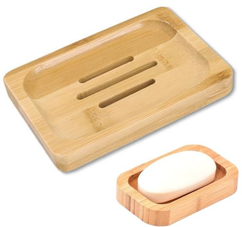 Bamboo Soap Holder, Dish with Drain, Natural Wood, for Soaps and Sponges, 11x18 cm