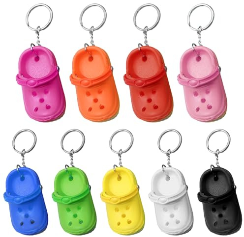 EUPSIIU Lot de 9 mini porte-clés en forme de chaussure, pantoufles, porte-clés crocodile, breloques de chaussures, accessoires pour clés, sac, cadeaux de bricolage pour enfants, filles, garçons,