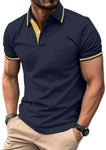zitysport Poloshirt Herren Kurzarm mit Brusttasche Polo | Polohemd Herren Kurzarm Atmungsaktives Golf Polo Shirt Männer Sommer Shirts Sport Basic Slim Fit Tshirt