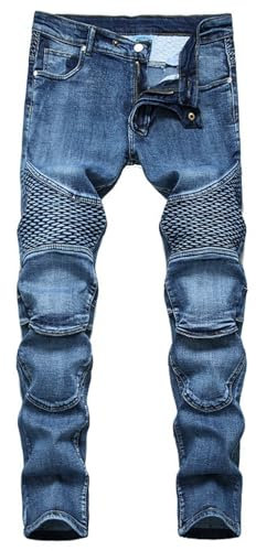 HOMDECR Jean De Moto Pour Hommes Et Femmes, Pantalon De Moto Coupe-vent, Pantalon De Course Extensible Tout-terrain, Sans Dispositif De Sécurité (peut être Installé) (Bleu 2,36)