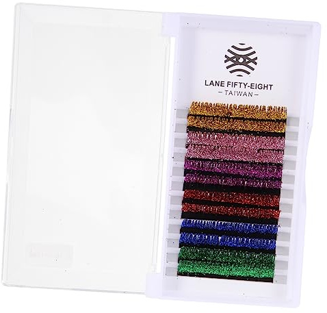 Mikinona Extensions de Cils Colorées Pailletées Faciles à Enlever et Douces Peau 6 Paires à Thème Couleur Aléatoire en Fibre pour Performance et Anniversaires