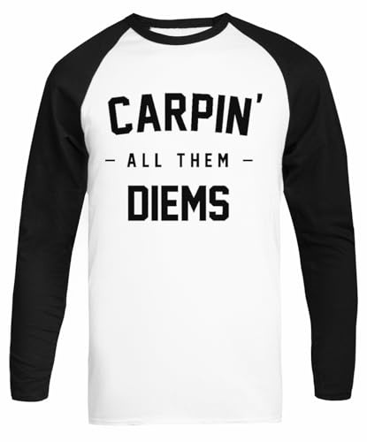 Generico Carpin all Them Diems T-Shirt A Maniche Lunghe Unisex Bianca Tee Baseball