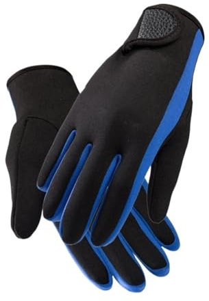 CAFFEN Tauchhandschuhe 1 Paar 1,5mm Neopren Schwimmen Tauchen Handschuhe Neopren Handschuh for Winter Schwimmen Warme Anti-Slip Blau Gelb Und rosa Neoprenhandschuhe (Color : Blue, Größe : S)