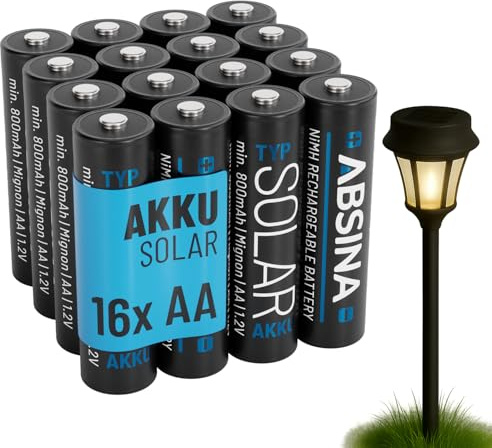 ABSINA sol batteri AA laddningsbar 800mAh 1. 2V NiMH