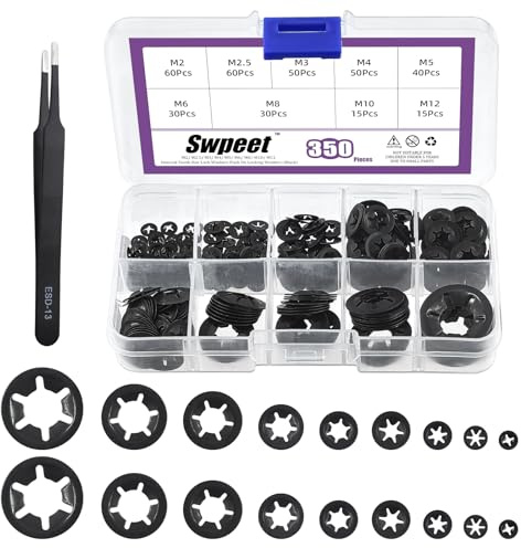 Swpeet Internal Tooth Star Lock Washers (Manganese Steel Tooth Lock Washers) M2 M2.5 M3 M4 M5 M6 M8 M10 M12 Molla Push On Dadi di di sicurezza Speed Clips Denti interni