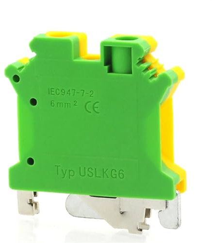 Morsettiere di terra USLKG6 Vite for guida DIN UK-6N Connettore Bornier di messa a terra giallo verde 10AWG 6mm²