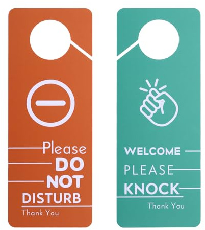 PATIKIL Bitte nicht stören Türanhänger Schild, 2 Stück PVC beidseitiges Willkommen Bitte klopfen Türschild Dekor für Büro, Besprechung, Sitzung, Zuhause, Aufnahme, Orange Grün, 9,3 x 3,5 | Bitte nicht stören, PVC beidseitiges Willkommen Bitte klopfen, für Büro Besprechung Sitzung Zuhause Aufnahme